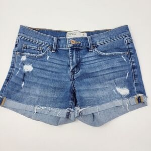 Abercrombie and Fitch Low Rise Short Denim Jean Women's Size 2 Cuffed Distressed